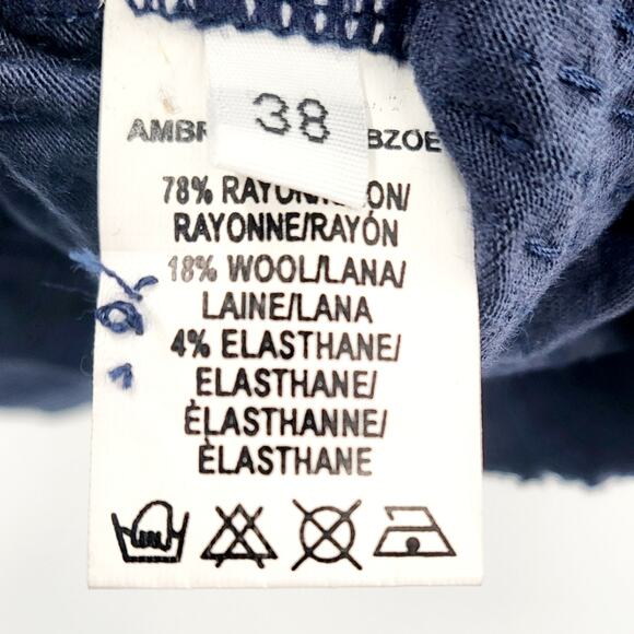 Ambre Babzoe Dark Blue Beaded Front Wool Blend Tank Top Women's Size 38 (US M) - Picture 4 of 5